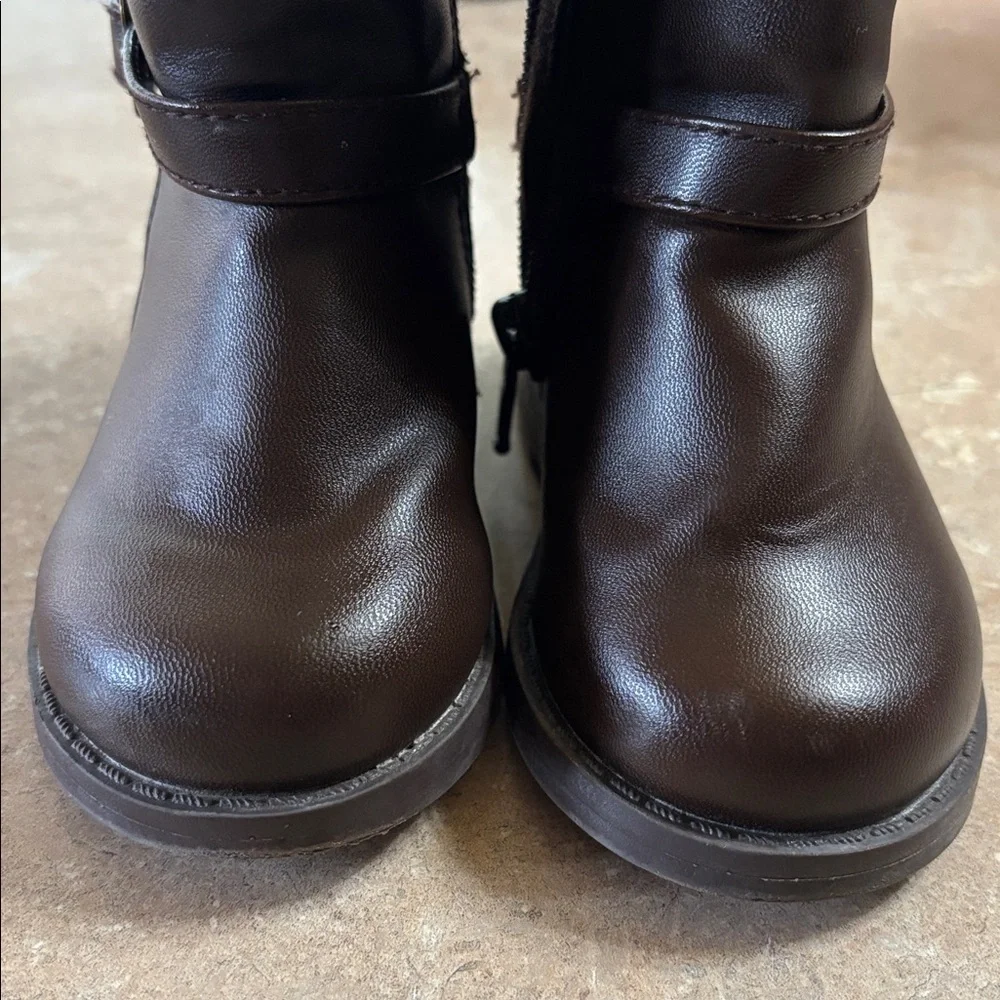 Gymboree Black Brown Faux Leather Zipper Boots Size 4 Toddler